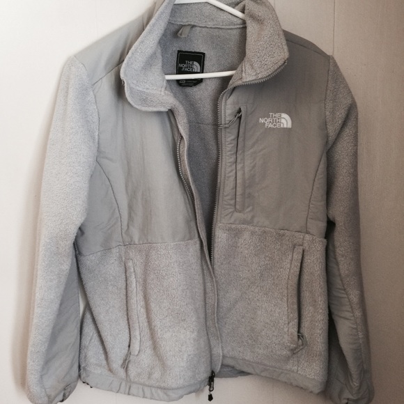 light grey north face jacket